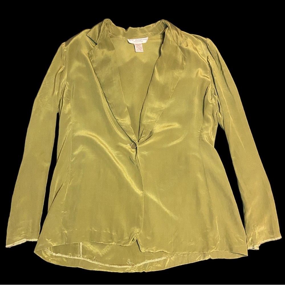 Vintage Lew Magram Green Silk Blazer Size 12
